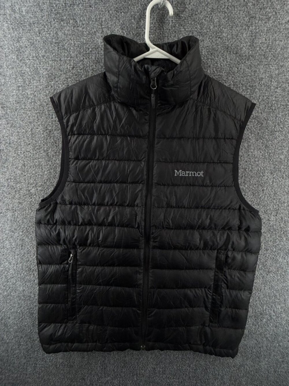 Marmot Down Puffer Vest Insulated Men 700 Fill Full Zip Logo Winter Sleeveless